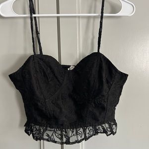 FREE PEOPLE Black Ruffle Corset Top